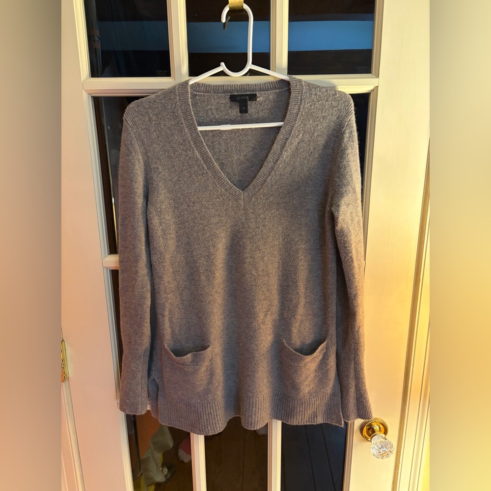 J. Crew Heather Gray V-Neck Sweater